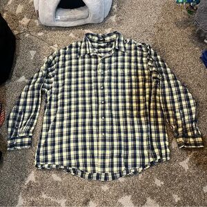 Van Heusen Men's Blue and Yellow Checkered Shirt